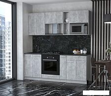 Готовая кухня Интерлиния Мила Лайт 2.0 ВТ (бетон/бетон/кастилло темный)