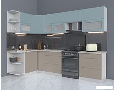 Готовая кухня Интерлиния Мила Матте 1.5x2.9 Б левая (океан/луна/травертин серый)