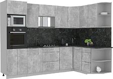 Готовая кухня Интерлиния Мила Лайт 1.68x2.8 правая (бетон/бетон/кастилло темный)