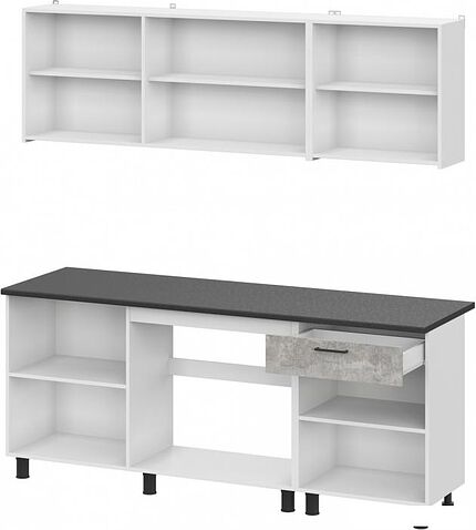 Готовая кухня Mio Tesoro КГ-9 2.0 (белый/цемент темный/цемент светлый/черный)