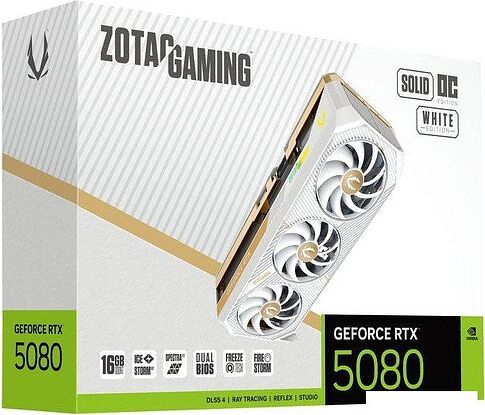 Видеокарта ZOTAC Gaming GeForce RTX 5080 Solid OC White Edition ZT-B50800Q-10P