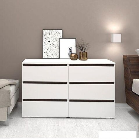 Комод Кортекс-мебель Бари 120 6ш (белый/белый/береза)