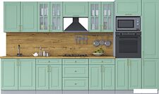 Готовая кухня Интерлиния Мила Шато 3.6В (мята/мята/дуб бунратти)