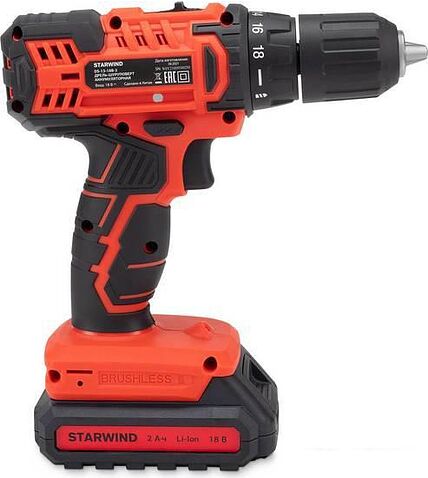 Дрель-шуруповерт StarWind DS-13-18B-2 KWCD1918 (с 2-мя АКБ, кейс)