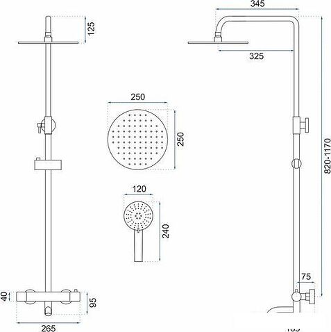Душевая система  Rea Lungo matt gold REA-P6604