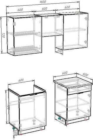 Готовая кухня ВерсоМебель Эко-2 1.8 (бетонный камень/дуб эвок прибрежный/ст.мрамор итальянский)