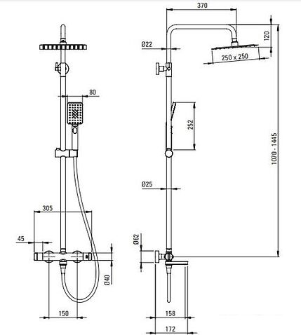 Душевая система  Deante Titanium NAC_D1HT