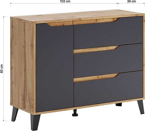 Тумба ЭлиГард Eyva 1D3S (дуб вотан/графит)