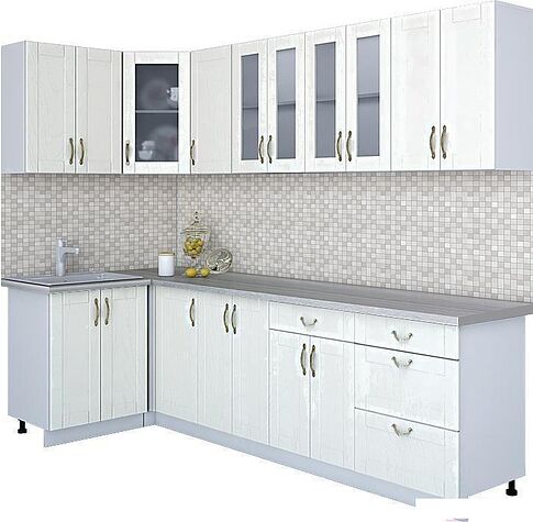 Угловая кухня Интерлиния Мила Крафт 1.2x2.8 (дуб полярный)