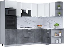 Готовая кухня Интерлиния Мила Лайт 1.68x2.6 правая (белый платинум/бетон портленд/белый гранит) Готовая кухня Интерлиния Мила Лайт 1.68x2.6 правая (белый платинум/бетон портленд/белый гранит)