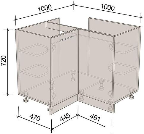 Шкаф напольный Артём-Мебель Угловой 1000x1000мм СН-114.94 (ДСП бетон спаркс)