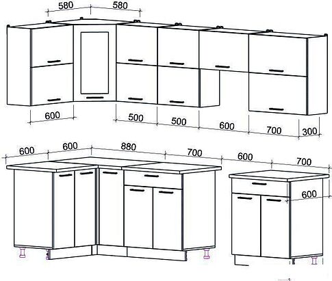 Угловая кухня Интерлиния Мила Gloss 60-12x29 (ваниль/шоколад глянец)