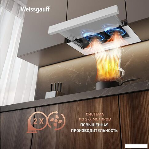 Кухонная вытяжка Weissgauff TEL 600 2M White Glass