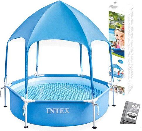 Каркасный бассейн Intex Metal Frame с навесом 28209NP (183x38)