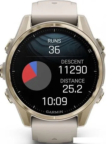 Умные часы Garmin Fenix 8 Sapphire 43мм (золотистый, дымчато-серый ремешок)