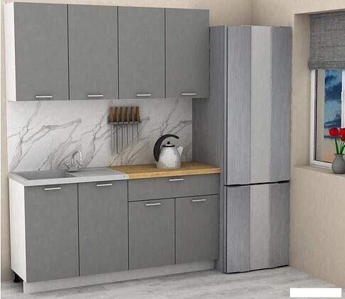 Готовая кухня ЭлиГард Lion 2 1.6 (дымчатый алмаз/дуб бунратти)