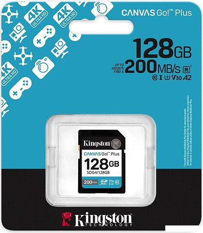Карта памяти Kingston Canvas Go! Plus SDXC 128GB SDG4/128GB
