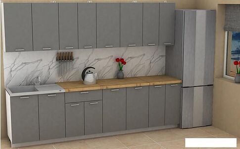 Готовая кухня ЭлиГард Lion 2.8 (дымчатый алмаз/дуб бунратти)