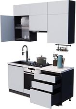 Готовая кухня ВерсоМебель Эко Премиум 1.8 (сумеречный голубой/ст. мрамор лацио)