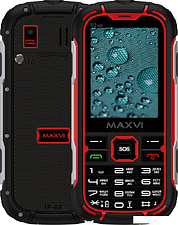 Кнопочный телефон Maxvi R2 up (черный/красный)