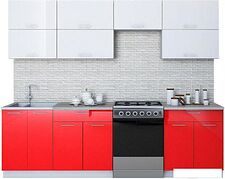 Кухня Интерлиния Мила Gloss 60-26 (белый/красный)