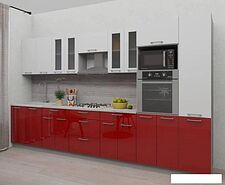 Готовая кухня Интерлиния Мила Gloss 3.6 (белый-красный)
