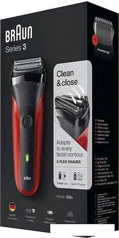 Электробритва Braun Series 3 300s (красный)