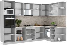 Готовая кухня Интерлиния Мила Лайт 1.68x3.0 правая (белый платинум/бетон/бискайская сосна) Готовая кухня Интерлиния Мила Лайт 1.68x3.0 правая (белый платинум/бетон/бискайская сосна)