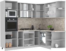 Готовая кухня Интерлиния Мила Лайт 1.68x2.4 правая (белый платинум/белый платинум/дуб бунратти) Готовая кухня Интерлиния Мила Лайт 1.68x2.4 правая (белый платинум/белый платинум/дуб бунратти)