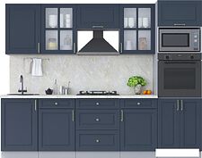 Готовая кухня Интерлиния Мила Шато 2.7В (индиго/индиго/опал светлый)
