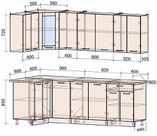 Готовая кухня Интерлиния Мила 12x24 (дуб золотой-антрацит-дуб бунратти)