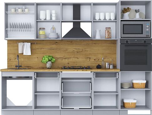 Готовая кухня Интерлиния Мила Шато 2.8В (белый/керамика/опал светлый)