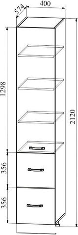 Шкаф-пенал ДСВ Тренто ПНЯ 400 левый (серый/серый)