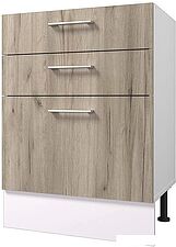 Шкаф напольный Горизонт Европа 60 3 ящика (серый крафт)