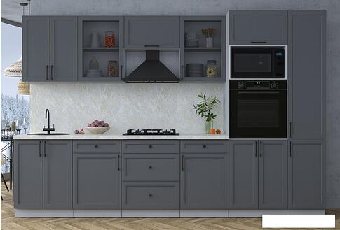 Готовая кухня Интерлиния Тренд 3.2В (пепел/пепел/опал светлый)