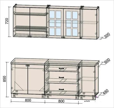Кухня Интерлиния Мила Деко 2.0 Б (слоновая кость/кастилло темный)