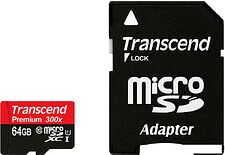 Карта памяти Transcend microSDXC UHS-I 300x Premium (Class 10) 64GB [TS64GUSDU1]