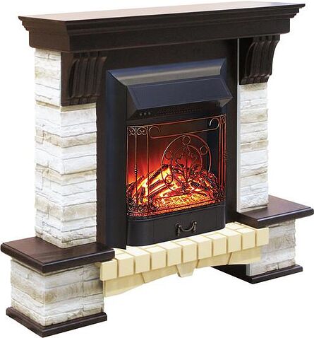 Каминокомплект Smolcom Stone Montebello STD-ASP MajesticFX Black RB-STD3BLFX (махагон коричневый антик)