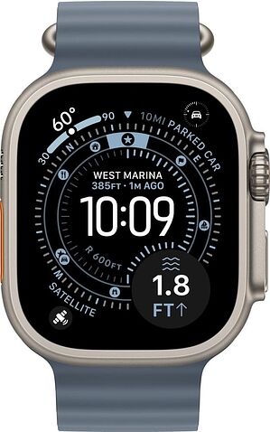 Умные часы Apple Watch Ultra 3 LTE 49 мм (титановый корпус, природный/синий, ремешок из эластомера)