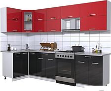 Угловая кухня Интерлиния Мила Gloss 60-12x29 (красный/черный глянец) Угловая кухня Интерлиния Мила Gloss 60-12x29 (красный/черный глянец)