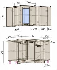 Готовая кухня Интерлиния Мила 12x13 (белый платинум/бетон/бискайская сосна) Готовая кухня Интерлиния Мила 12x13 (белый платинум/бетон/бискайская сосна)