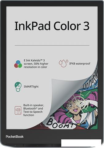 Электронная книга PocketBook 743K3 InkPad Color 3 (черный/серебристый)