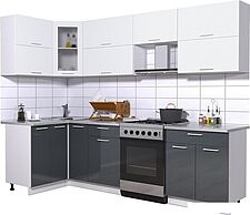Угловая кухня Интерлиния Мила Gloss 60-12x27 (белый/асфальт глянец) Угловая кухня Интерлиния Мила Gloss 60-12x27 (белый/асфальт глянец)