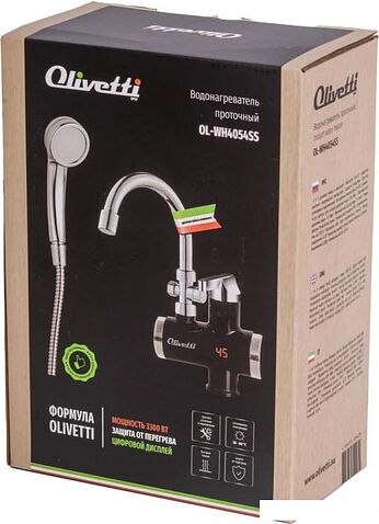 Проточный электрический водонагреватель кран+душ Olivetti OL-WH4054SS