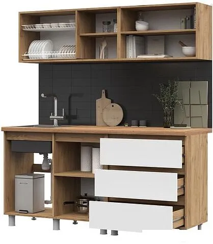 Готовая кухня Стендмебель Хелен 1.7 (белый/дуб крафт золотой)