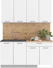 Готовая кухня Интерлиния Мила Лайт 1.6 (белый платинум/белый платинум/дуб бунратти)