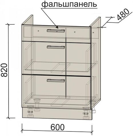 Шкаф напольный Интерлиния Компо НШ60ВП (белый платинум)