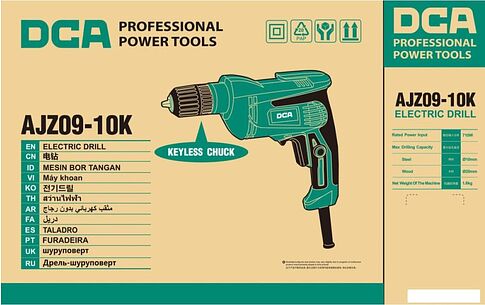 Безударная дрель DCA AJZ09-10K