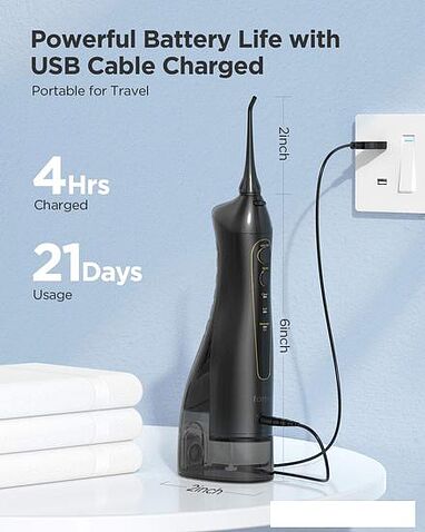 Ирригатор Fairywill 5020E (черный, 8 насадок)