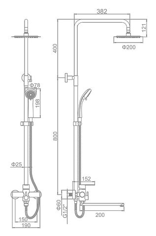 Душевая система Ledeme L72403-1